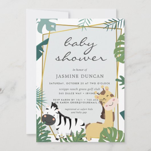 Zoo Forest Neutral Baby shower Invitation Save The Date (Voorkant)