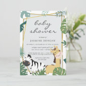 Zoo Forêt Neutre Baby shower Invitation (Debout devant)