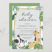 Zoo Forêt Neutre Baby shower Invitation (Devant / Derrière)