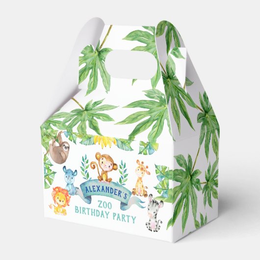 Zoo gunst box, Oerwoud Safari feest Bedankdoosjes (Achterkant)