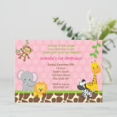 Zoo Jungle Safari Anniversaire Fête Invitations Fi (Debout devant)