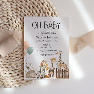 Zoo Kwekerij Dieren Oh Baby shower Kaart
