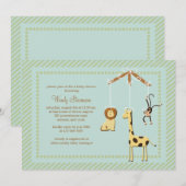 Zoo Mobile Baby shower Invitation Kaart (Voorkant / Achterkant)