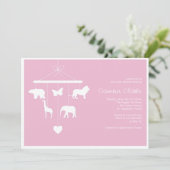 Zoo Mobile Baby shower Invitation Kaart (Staand voorkant)