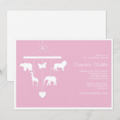 Zoo Mobile Baby shower Invitation Kaart (Voorkant / Achterkant)