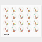 Zoo Party Animals Safari Oerwoud Wilde Giraffe Ronde Sticker (Vel)
