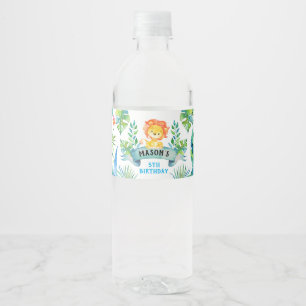 Zoo party label, Leeuw Waterfles Etiket
