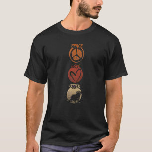 Zoo Peace Animal Hippie Wildlife Love Otter Retro T-shirt