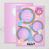 ZOO RAINBOW PARTY INVITATION PINK révisé (Devant / Derrière)