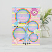 ZOO RAINBOW PARTY INVITATION PINK strié (Debout devant)