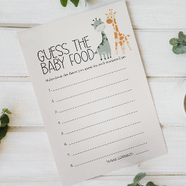 Zoo Safari Animal Baby shower Guess Baby Food Game Flyer