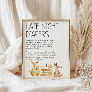 Zoo Safari Animals Baby shower Late Night Luier Poster