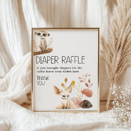 Zoo Safari Animals Baby shower Luier Raffle Poster