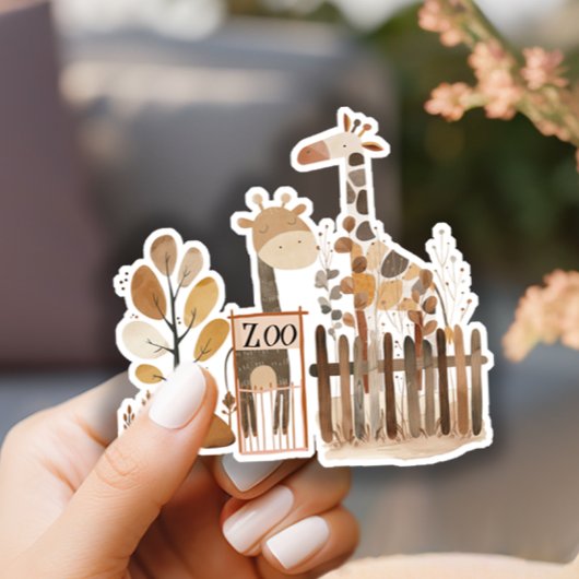 Zoo Safari Nursery Animals Baby shower Sticker