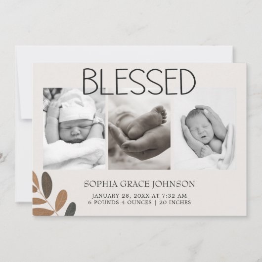 Zoo Safari Nursery Animaux Baby Faire-part (Devant)