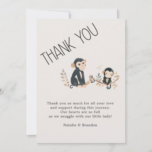 Zoo Safari Nursery Animaux Baby Faire-part (Dos)