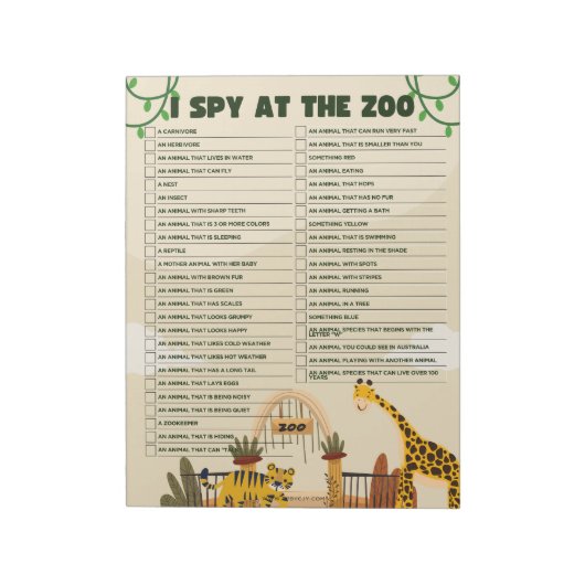 Zoo Scavenger Hunt Educational Notitieblok (Gedraaid)