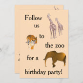 Zoo Thème Anniversaire Invitations de fête (Devant / Derrière)