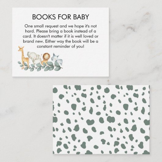 Zoo Theme Baby shower Book Request Informatiekaartje (Voorkant / Achterkant)