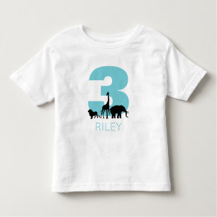 Zoo verjaardag gepersonaliseerd blauwgroen kinder shirts