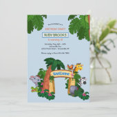 Zoo Welcome Birthday Party Kaart (Staand voorkant)