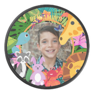Zoo Wild Animal Oerwoud Safari Kids Verjaardag Hockey Puck