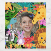 Zoo Wild Animal Oerwoud Safari Kids Verjaardag Wijn Etiket (Enkel label)