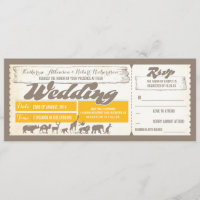 Zoo wildlife dieren bruiloft uitnodiging tickets