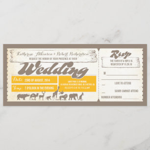 Zoo wildlife dieren bruiloft uitnodiging tickets