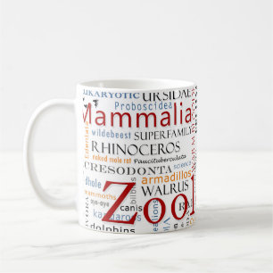 Zoogdieren in Typografie Koffiemok