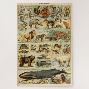  zoogdieren Oude illustratie Legpuzzel