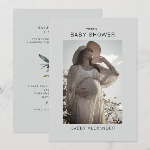 Zoom Baby shower virtuel photo Invitation neutre