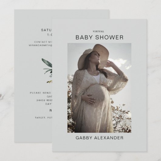 Zoom Baby shower virtuel photo Invitation neutre (Devant / Derrière)
