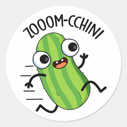 Zoom-chini Funny Zucchini Pun Ronde Sticker (Voorkant)
