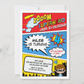 Zoom Comic Superhero Uitnodiging voor 4e verjaarda (Voorkant)