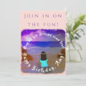 Zoom Girls Birthday Event Flat Invitation Card (Debout devant)