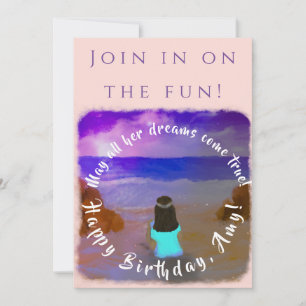 Zoom Girls Verjaardag Event Flat Invitation Kaart