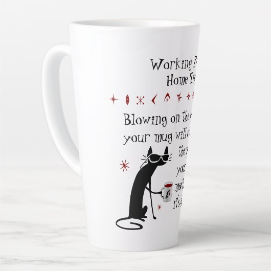 Zoom Meeting Wijn Tip Grappig Quote met Cat Latte Mok (Linkerhoek)