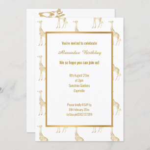 ZOOM THEMED GOLD GIRAFFE ANNIVERSAIRE INVITATION