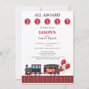 Zoom Virtual Kinder Party Train Age Verjaardag Kaart