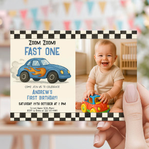 Zoom Zoom Snel Eén Verjaardag Kaart