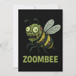 Zoombee – Grappige Zombie Bij Cartoon Ontwerp Kaart