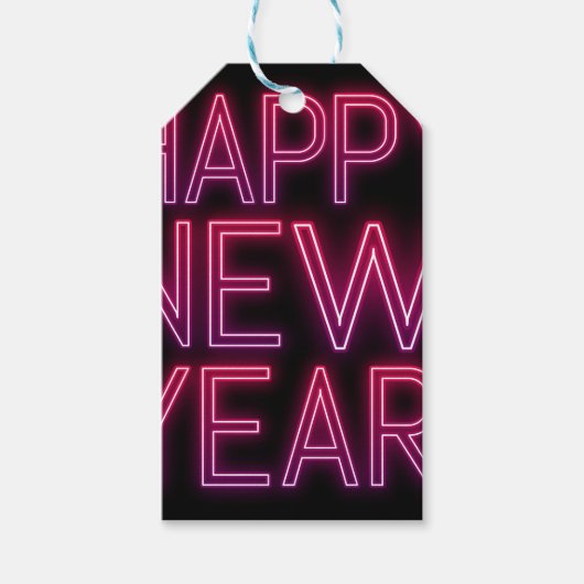 Zoomen in Paarse verloop nieuwjaar Cadeaulabel (Voorkant)