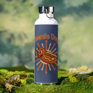Zoomie Dog Flying Hot Dog Cartoon – Leuke retro Waterfles
