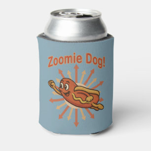 Zoomie-hond vliegende hotdogcartoon - Leuk Retro Blikjeskoeler