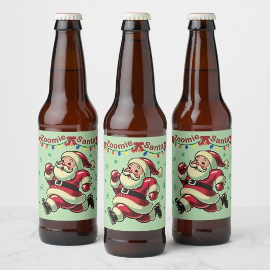 Zoomie Santa Christmas Bier Etiket (Flessen)