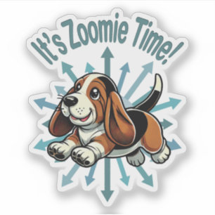 Zoomie Time Basset Hound bijvoorbeeld Sticker