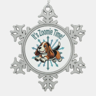 Zoomie Time Basset Hound bijvoorbeeld Tin Sneeuwvlok Ornament
