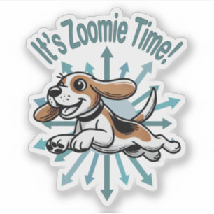 Zoomie Time Beagle Sticker