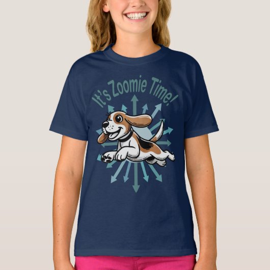 Zoomie Time Beagle T-shirt (Voorkant)